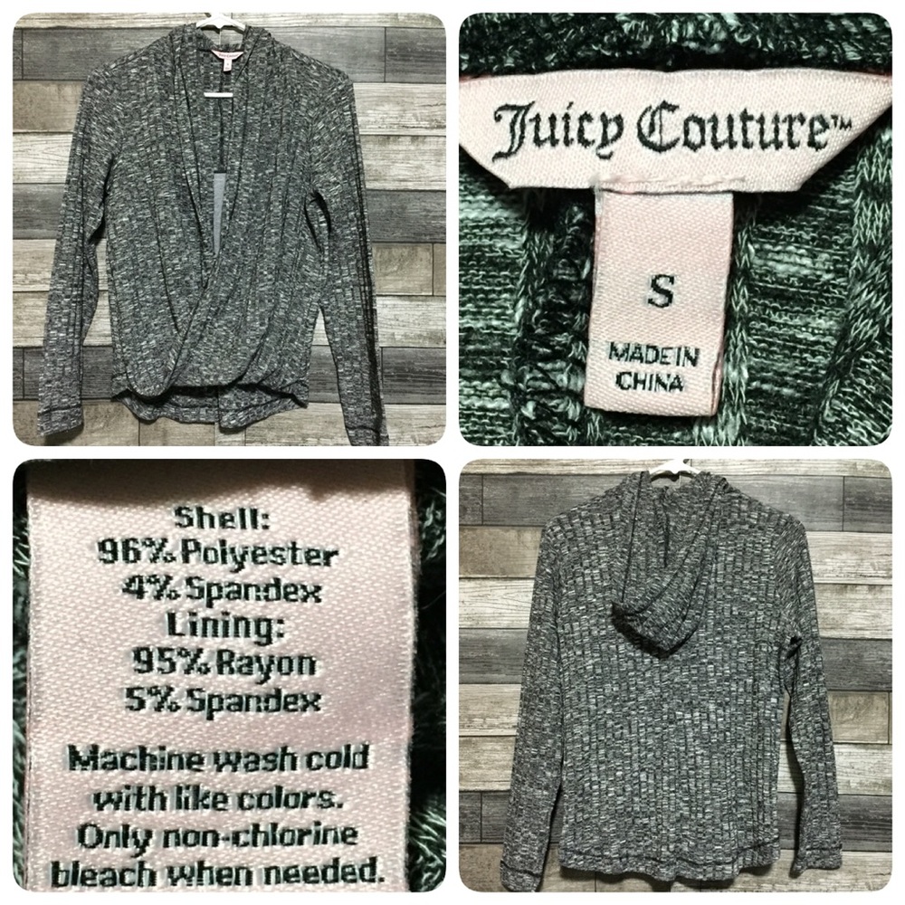 Juicy couture sweater hoodie women’s S heather gray cross front